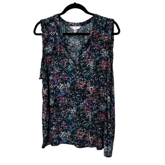 Time and Tru Sleeveless Blouse Tank XL Watercolor Print - Picture 1 of 4